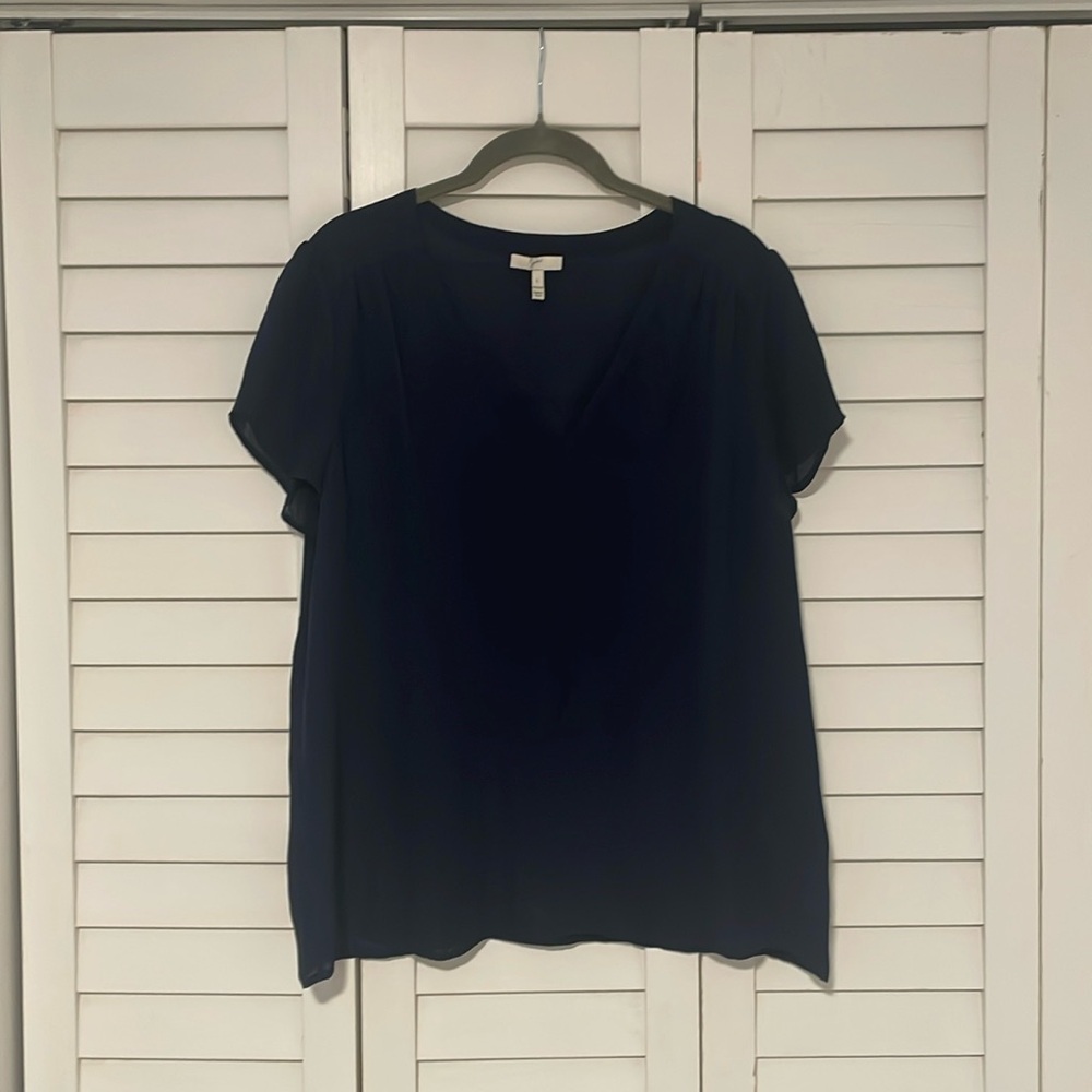Joie Women's silk Navy Blue V-Neck Top